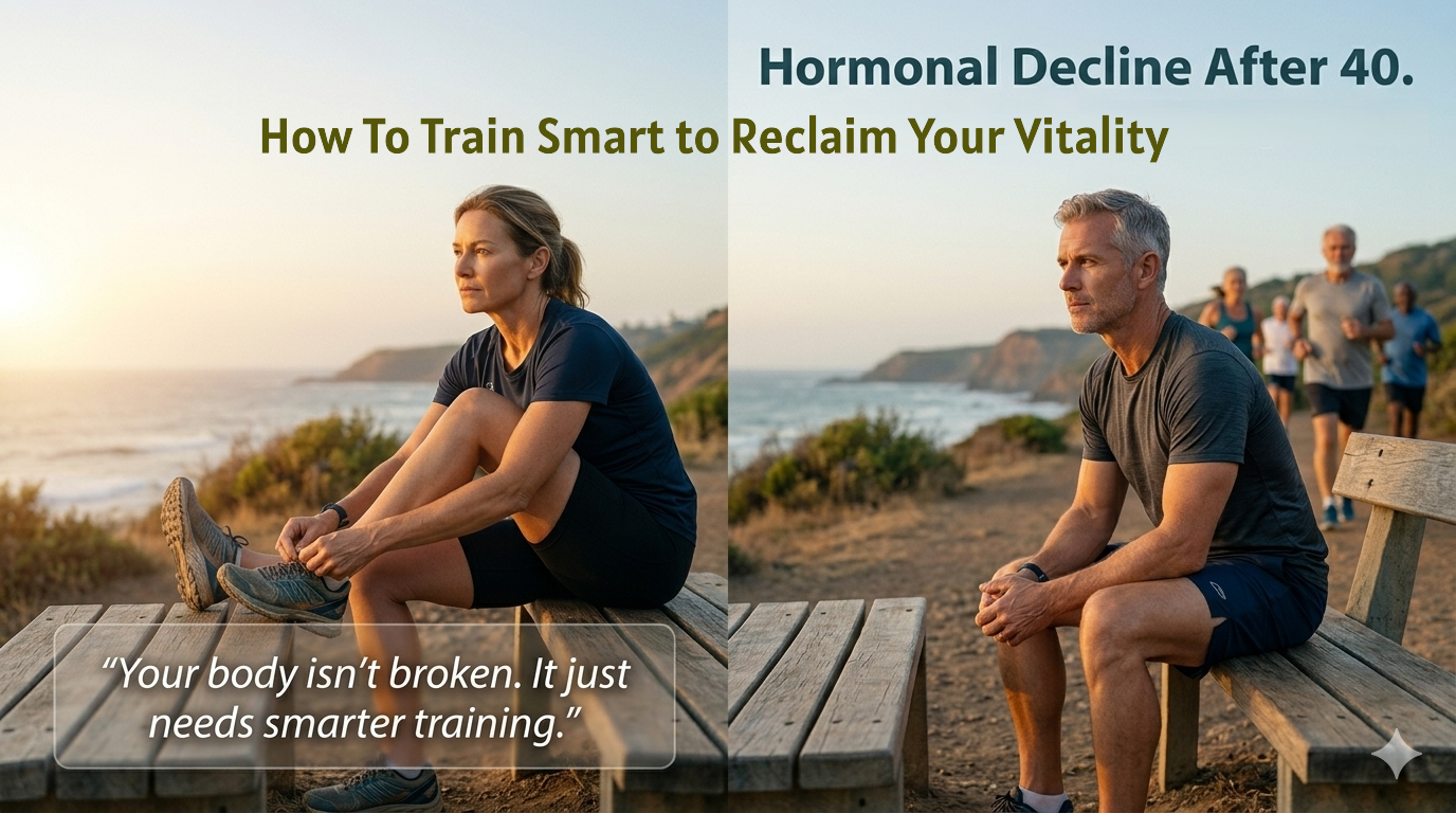 Fitness resilience and emotional strength during hormonal decline after 40, showing a positive path forward.